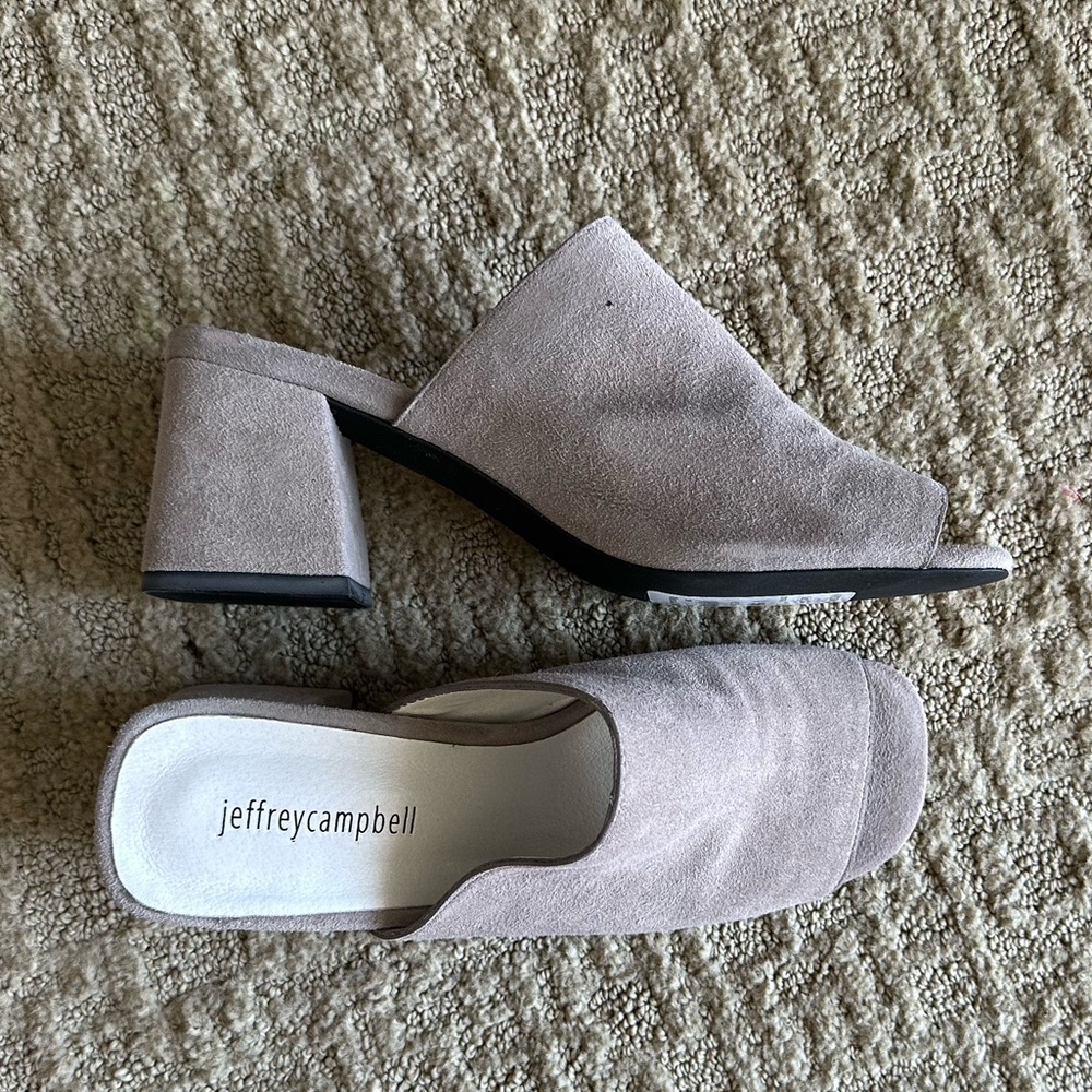 Jeffrey Campbell Taupe Suede Mule - size 8